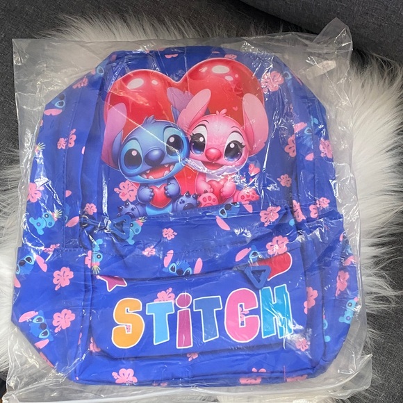 Other - Stitch Blue Cartoon Backpack with Pink Accents new small back pack